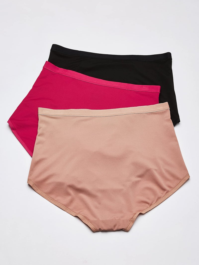 Warner's womens Blissful Benefits Tummy-smoothing Comfort Microfiber Brief 3-pack Rs4433w Underwear, Black/Toasted Almond/Vivacious, Large US - Image 4